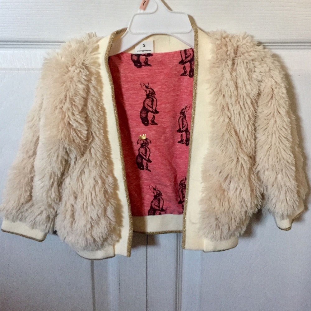 Fluffy cardigan.